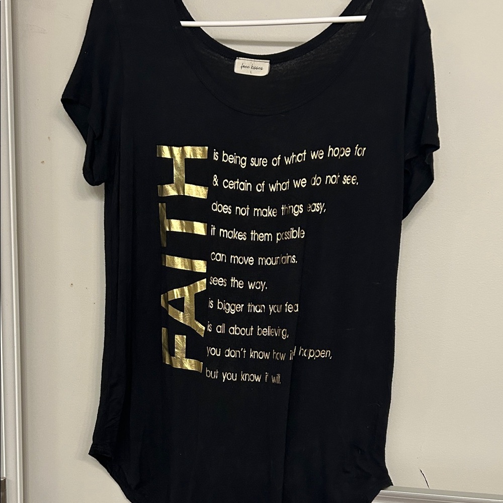 Black Tee with Gold 'FAITH' Foil Graphic